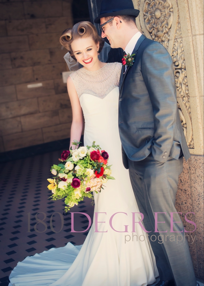 180 degrees photography 1940's Hollywood Glam Styled Wedding Shoot Downtown Denver